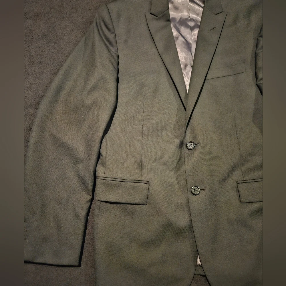 EGARA MENS BLACK SLIM FIT 100%‎ WOOL  SUIT JACKET SPORT COAT 42R